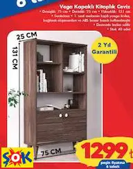RUUM STORE VEGA KAPAKLI KİTAPLIK CEVİZ DOĞTAŞ